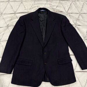 Polo Ralph Lauren VTG 100% Camel Hair Jacket Blue Navy Sport Coat Men’s 44 Reg